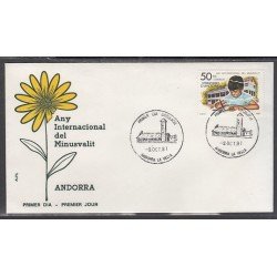 Andorra Española 143 1981 Año Internacional del niño SPD Sobre Primer día Andorra Española 143 1981 Año Internacional del niño SPD Sobre Primer día