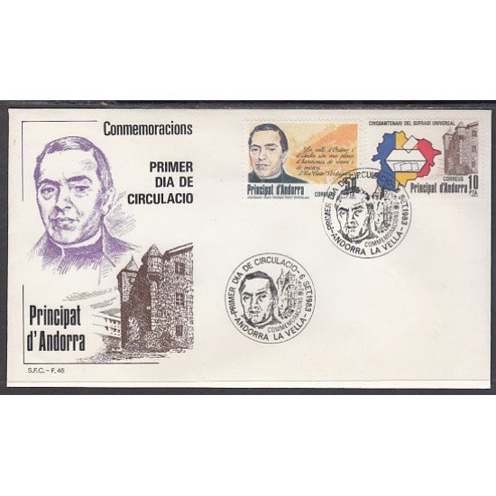 Andorra Española 171/72 1983 Conmemoraciones SPD Sobre Primer día 