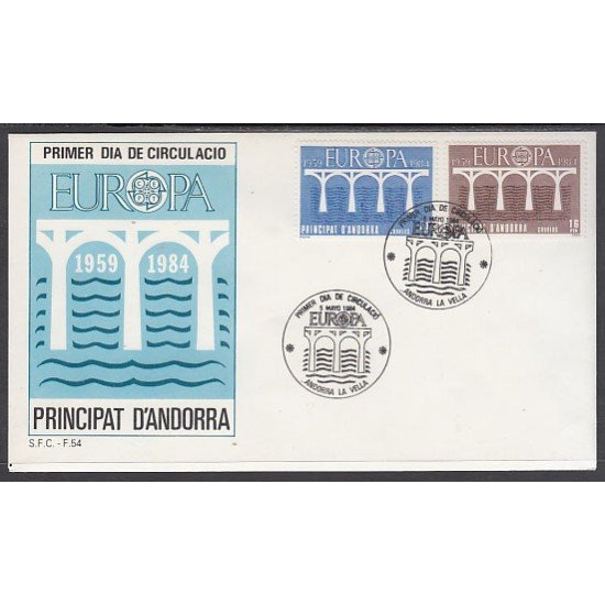 Andorra Española 179/80 1984 Europa SPD Sobre Primer día 