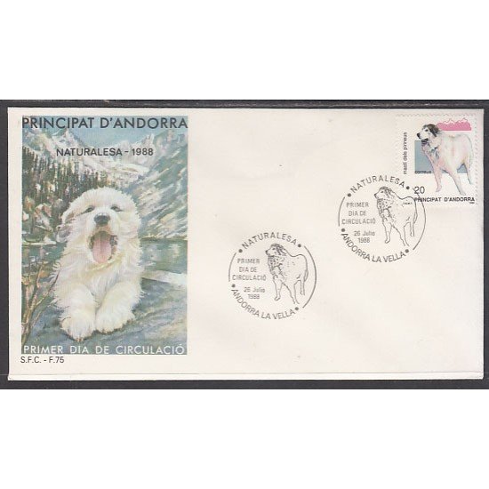 Andorra Española 206 1988 Perro dog fauna SPD Sobre Primer día