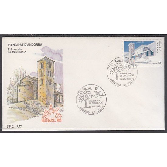 Andorra Española 208  1988 Navidad 88 SPD Sobre Primer día