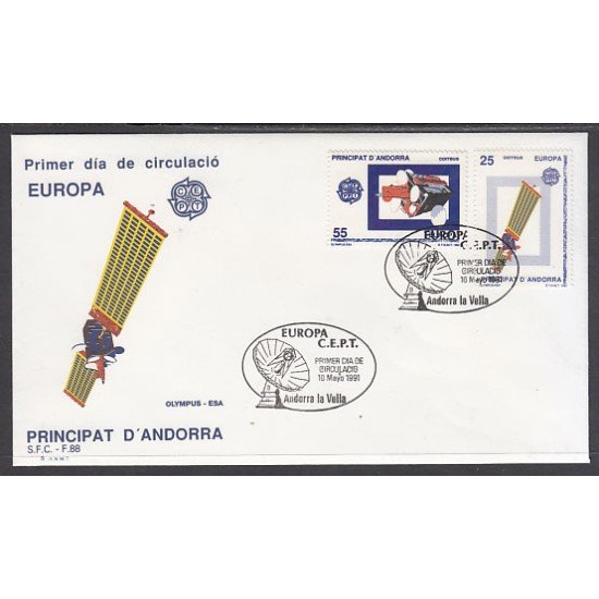 Andorra Española 225/26 1991 Europa SPD Sobre Primer día Andorra Española 225/26 1991 Europa SPD Sobre Primer día