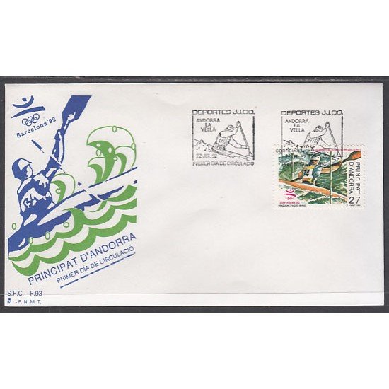 Andorra Española 232 1992 JJ OO Barcelona 92 SPD Sobre Primer día