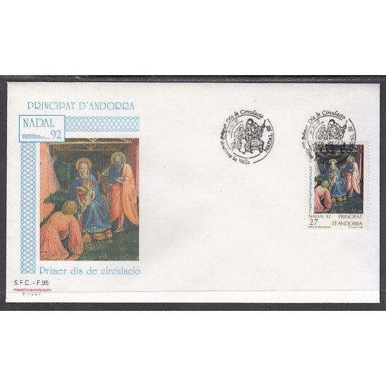 Andorra Española 234 1992  Navidad 92 SPD Sobre Primer día