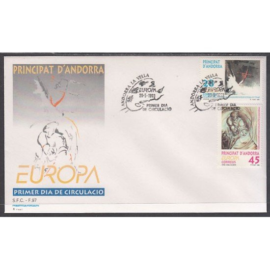 Andorra Española 236/37 1993 Europa SPD Sobre Primer día Andorra Española 236/37 1993 Europa SPD Sobre Primer día