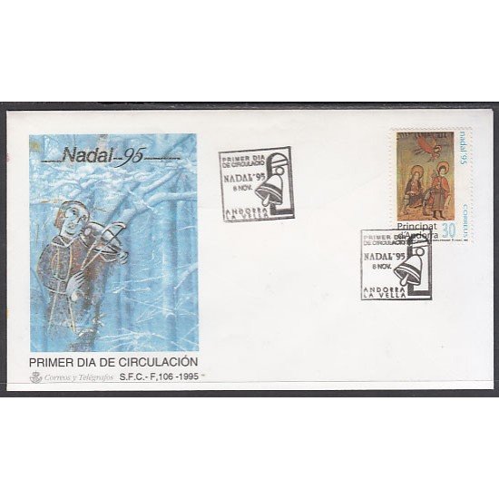 Andorra Española 249 1995  Navidad 95 SPD Sobre Primer día
