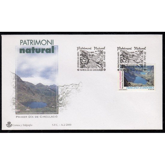 Andorra Española 277 2000 Patrimonio Natural SPD Sobre Primer día Andorra Española 277 2000 Patrimonio Natural SPD Sobre Primer día