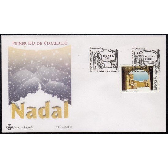 Andorra Española 300 2002 Navidad 2002 SPD Sobre Primer día Andorra Española 300 2002 Navidad 2002 SPD Sobre Primer día