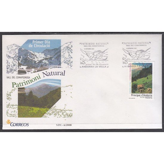 Andorra Española 359 2008 Patrimonio Natural SPD Sobre Primer día Andorra Española 359 2008 Patrimonio Natural SPD Sobre Primer día