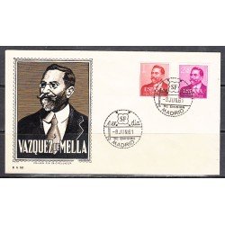 España Spain 1351/52 1961 I Centenario del Nacimiento de Juan Vázquez de Mella SPD Sobre Primer Día