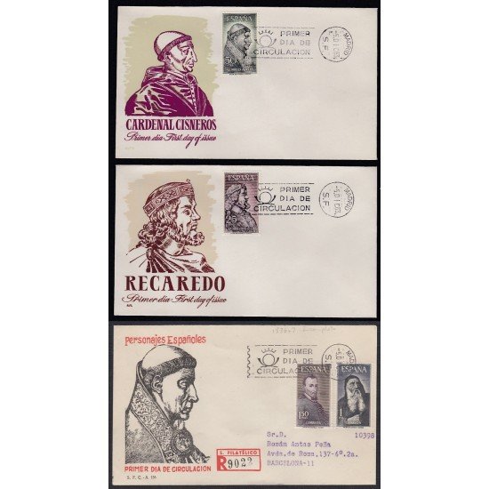 España Spain 1536/39 1963 Personajes Españoles SPD Sobres Primer Día España Spain 1536/39 1963 Personajes Españoles SPD Sobres Primer Día