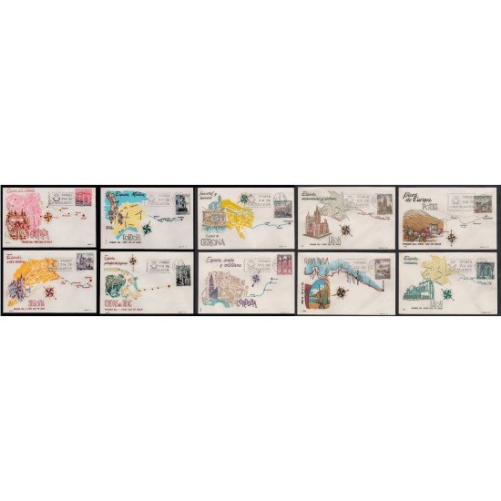 España Spain 1541/50 1964 Serie turística Paisajes y Monumentos SPD Sobres Primer Día