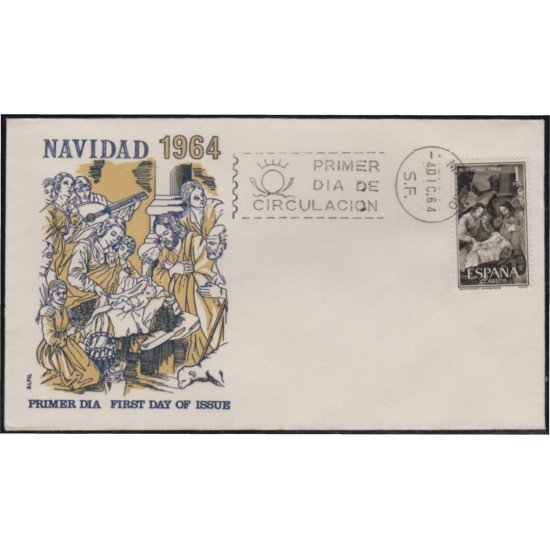 España Spain 1630 1964 Navidad SPD Sobres Primer Día
