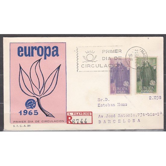 España Spain 1675/76 1965 Europa-CEPT SPD Sobre Primer Día