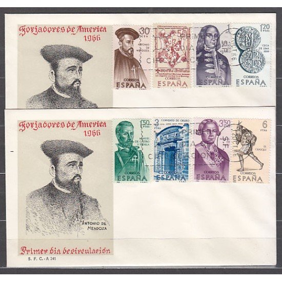 España Spain 1750/57 1966 VII Forjadores de América SPD Sobre Primer Día