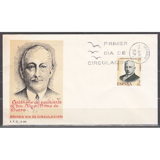 España Spain 1976 1970  Cº del nacimiento de Miguel Primo de Rivera SPD Sobre Primer Día