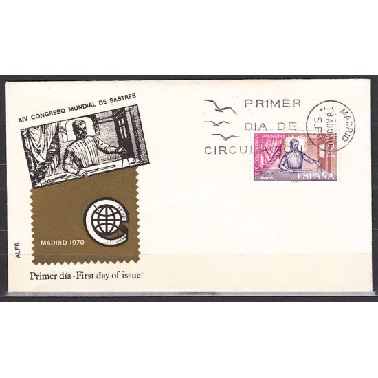 España Spain 1988 1970 XIV Congreso Mundial de Sastrería SPD Sobre Primer Día