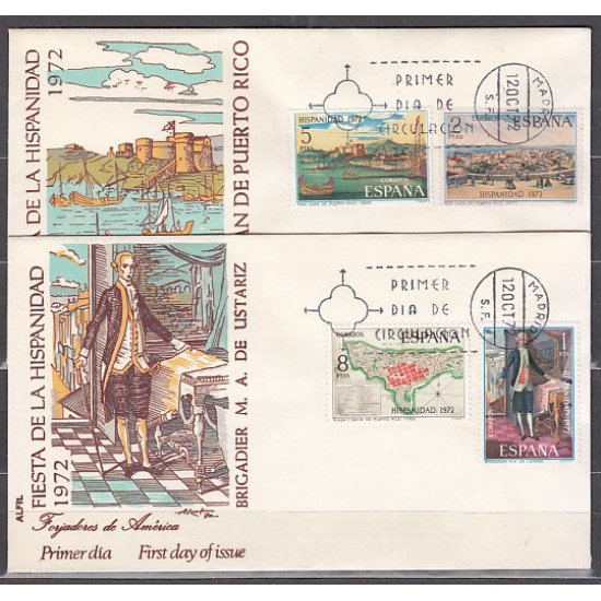 España Spain 2107/10 1972 Hispanidad Puerto Rico SPD Sobre Primer Día
