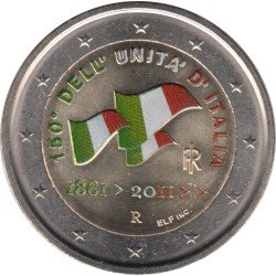 Italia 2011 2 € euros conmemorativos Color 150º Aniv. de la Unificación italiana