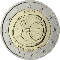Malta 2009 2 € euros conmemorativos X Aniv. de EMU Unión Económica y Monetaria 