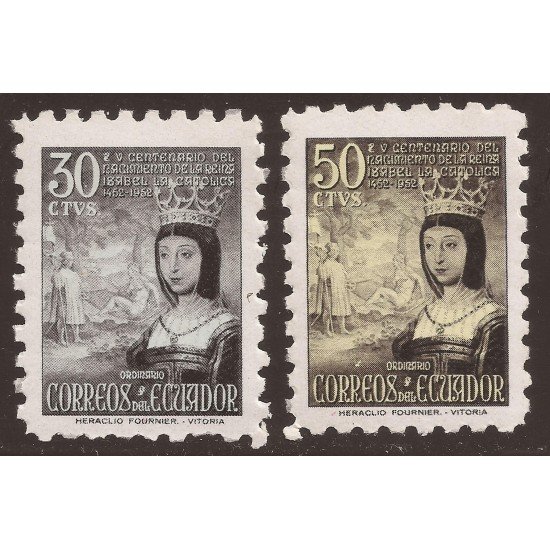 Ecuador 578/79 1954 Isabel la católica Reina MNH Ecuador 578/79 1954 Isabel la católica Reina MNH