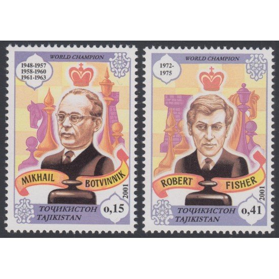 AJZ1 Tadjikistan 135/36 2001 Robert Fisher y Mikhail Botvinnik MNH