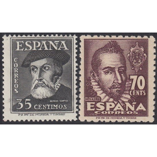España Spain 1035/36 1948 Hernán Cortés Mateo Alemán  MNH
