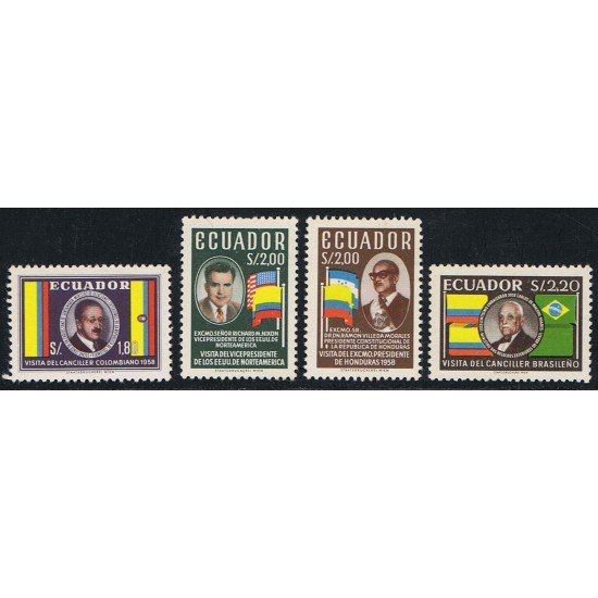 Ecuador 637/40 1958 Santamaría Nixon Villeda Maceda MNH