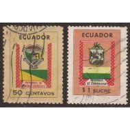 Ecuador 853/54 1970 - 1971 Escudos de Provincias Usados Ecuador 853/54 1970 - 1971 Escudos de Provincias Usados