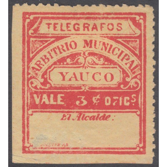 Puerto Rico Telégrafos Municipales YAUCO  nº 57 1888 MH