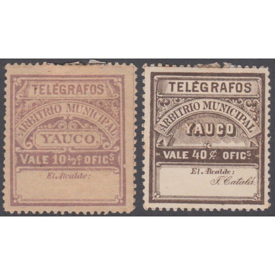 Puerto Rico Telégrafos Municipales YAUCO nº 61/62 1888 MH Puerto Rico Telégrafos Municipales YAUCO nº 61/62 1888 MH