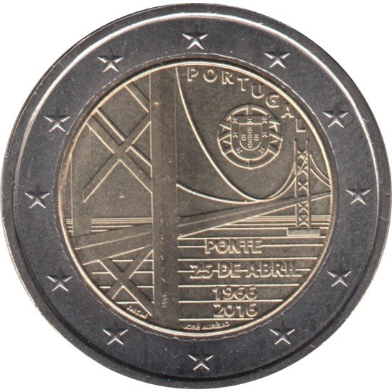Portugal 2016 2 € euros conmemorativos Av. 25 de abril Puente Portugal 2016 2 € euros conmemorativos Av. 25 de abril Puente