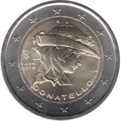 Italia 2016 2 € euros conmemorativos 550º Av muerte Donatello Italia 2016 2 € euros conmemorativos 550º Av muerte Donatello
