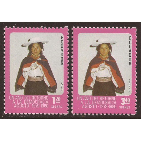 Ecuador 1002/03 1980 Retorno a la Democracia MNH