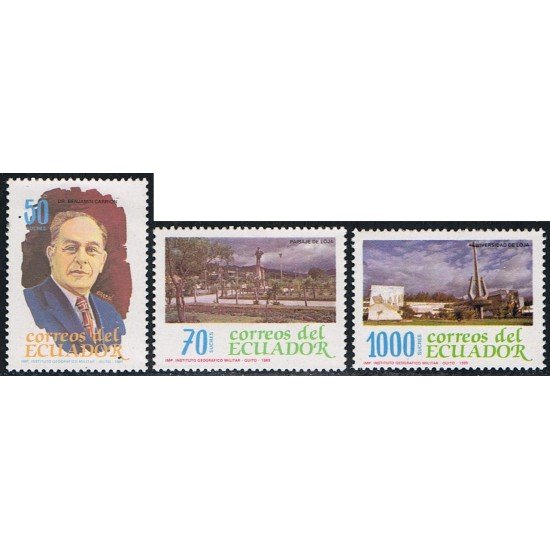 Ecuador 1174/76 1989 Benjamín Carrion Mora Universidad Loja MNH Ecuador 1174/76 1989 Benjamín Carrion Mora Universidad Loja MNH