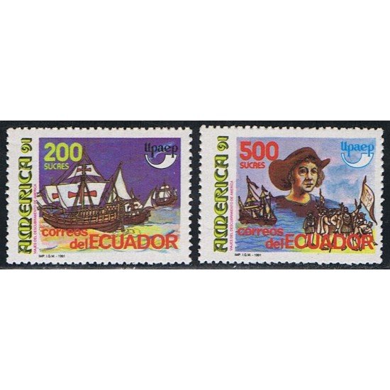 Ecuador 1231/32 1991 UPAEP Colon Columbus Carabela barco MNH 