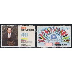 Ecuador 1238/39 Vista Presidente Rodrigo Borja a Naciones Unidas Flag MNH 