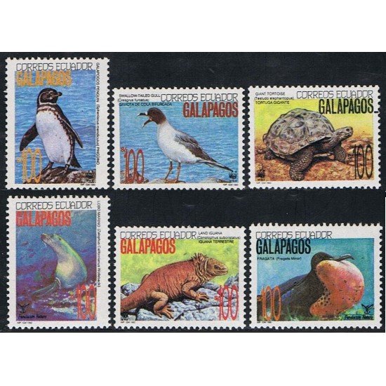 Ecuador 1240/45 1992 Fauna Galápagos Spheniscus Creagrus Testudo Zalophus MNH Ecuador 1240/45 1992 Fauna Galápagos Spheniscus Creagrus Testudo Zalophus MNH