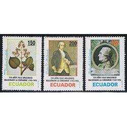 Ecuador 1279/81 1993 250 Aniv Viaje Amazónico Maldonado Condomine Flora MNH Ecuador 1279/81 1993 250 Aniv Viaje Amazónico Maldonado Condomine Flora MNH