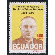 Ecuador 1291 1993 Cº Nacimiento Julio Tobar Donoso MNH Ecuador 1291 1993 Cº Nacimiento Julio Tobar Donoso MNH