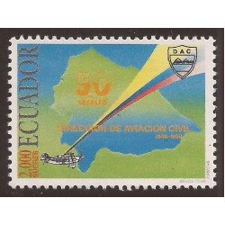 Ecuador 1357 1996 50 Aniversario Aviación Civil Avión MNH 