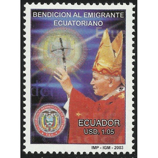 Ecuador 1710 2003 Papa Juan Pablo II Bendición al emigrante Ecuatoriano MNH Ecuador 1710 2003 Papa Juan Pablo II Bendición al emigrante Ecuatoriano MNH