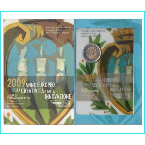San Marino 2009 Cartera Oficial Moneda 2 € euros Conm Creatividad e innovación San Marino 2009 Cartera Oficial Moneda 2 € euros Conm Creatividad e innovación