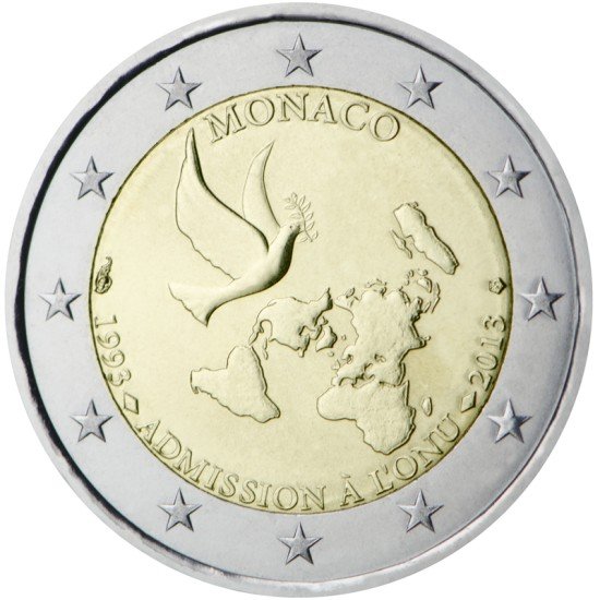 Mónaco 2013 2 € euros conmemorativos Naciones Unidas