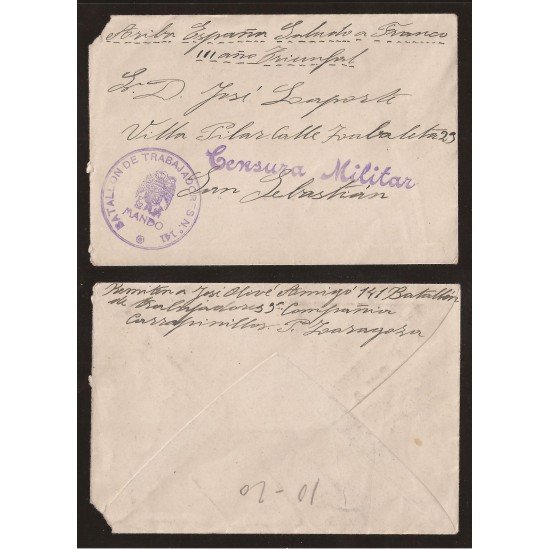 <div><strong>España Carta Garrapinillos San Sebastián Franquicia Militar</strong></div>