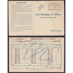 España 1933 Tarjeta Servei Meteoròlogic de Catalunya de Ordino a Andorra España 1933 Tarjeta Servei Meteoròlogic de Catalunya de Ordino a Andorra