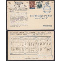 España 1933 Tarjeta Servei Meteoròlogic de Catalunya Franquícia Postal España 1933 Tarjeta Servei Meteoròlogic de Catalunya Franquícia Postal