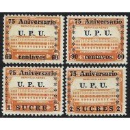 Ecuador A- 212/15 1949 Servicio Aéreo 75 Aniversario UPU MNH Ecuador A- 212/15 1949 Servicio Aéreo 75 Aniversario UPU MNH