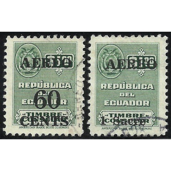 Ecuador A- 235/36 1952 Aéreo Servicio Consular Usados