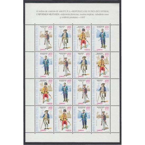 Guinea Ecuatorial 248/51 1998 Minihojita Uniformes militares MNH Guinea Ecuatorial 248/51 1998 Minihojita Uniformes militares MNH